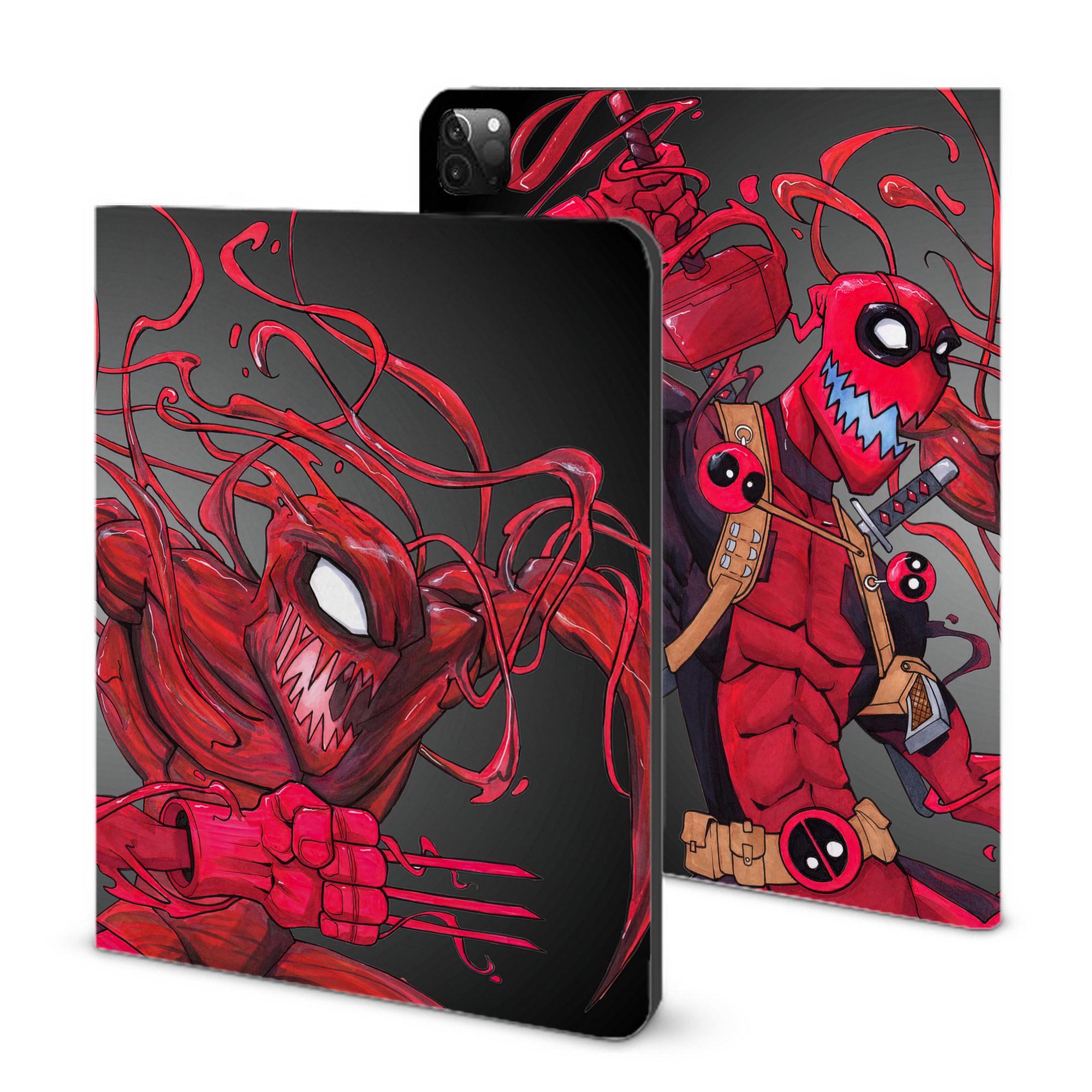 （画像用） Deadpool デッドプール IPadケース ペンホルダー付き ブックスタイルデザイン